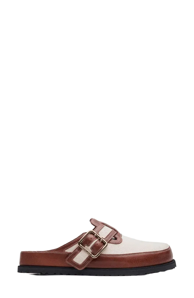 Boston Bold Canvas Buckle Mule