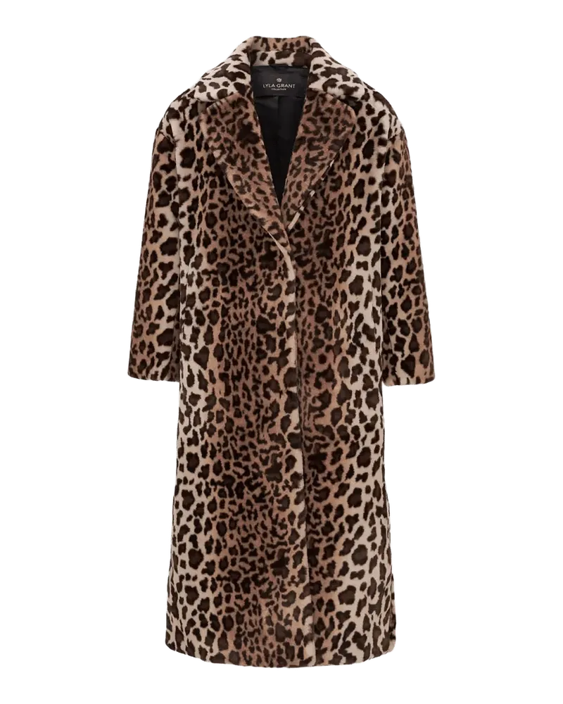 Faux-Fur Sheared Mink Animalier-Print Coat