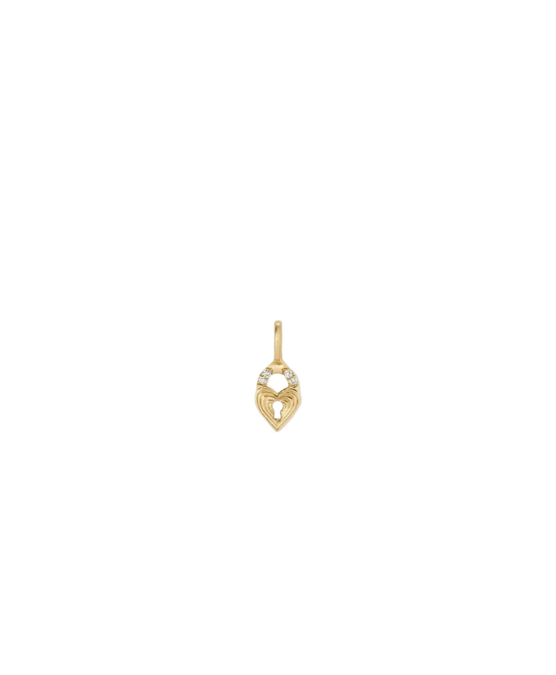 Groovy Diamond Heart Padlock Mini Charm