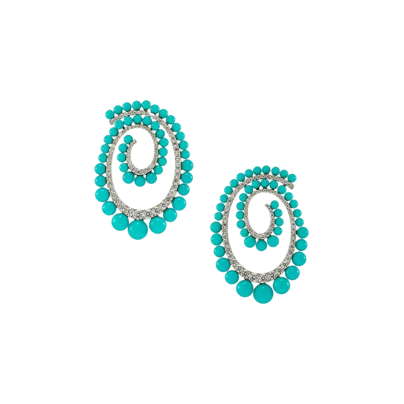 Petite Turquoise Vortex Hoop Earrings