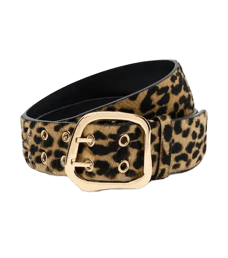Wandile leopard-print calf hair belt