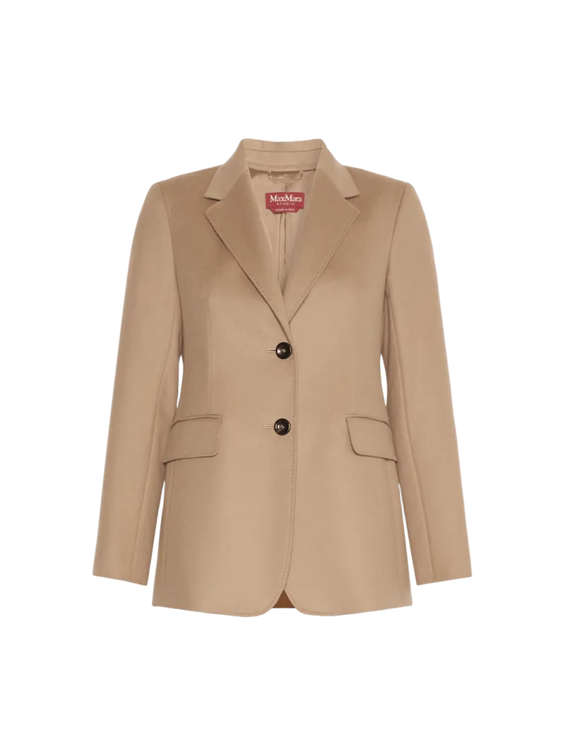 Single-breasted wool broadcloth blazer - CAMEL