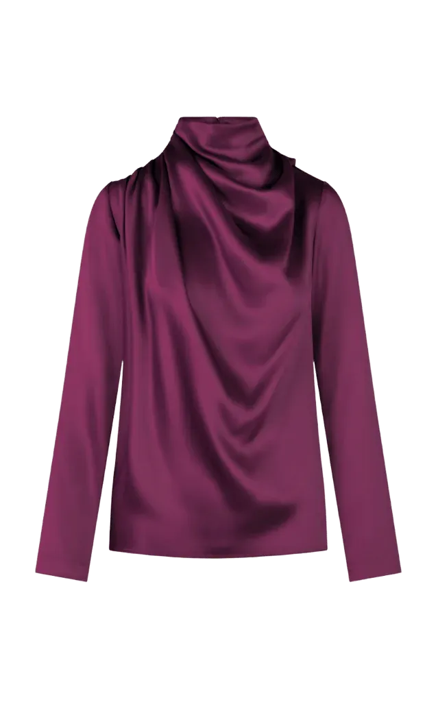 Exclusive Sybil Draped Silk Satin Top