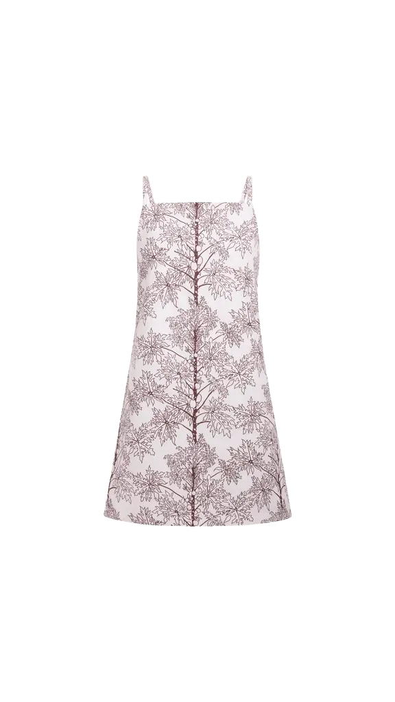 Scarlett Mini Dress in White Coconut Tree