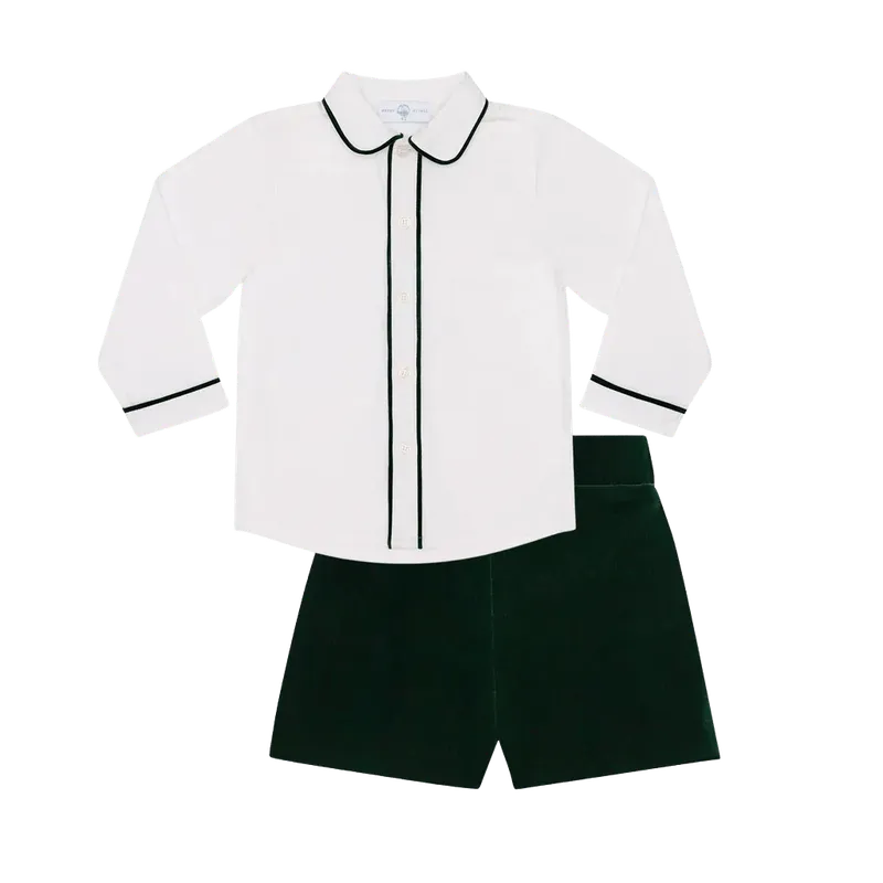 Sullivan Short Set in Grafton Green Velvet