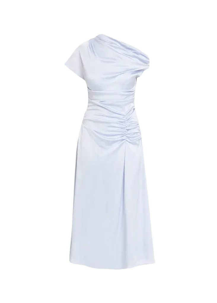 Joanna Asymmetric Satin Midi Dress