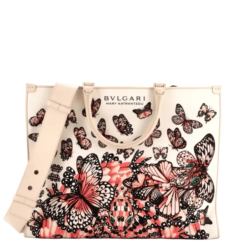 Convertible Shopping Tote Printed Canvas and Leather Medium