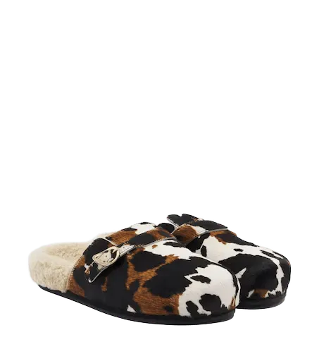 Vasilitsa shearling-trimmed calf hair clogs