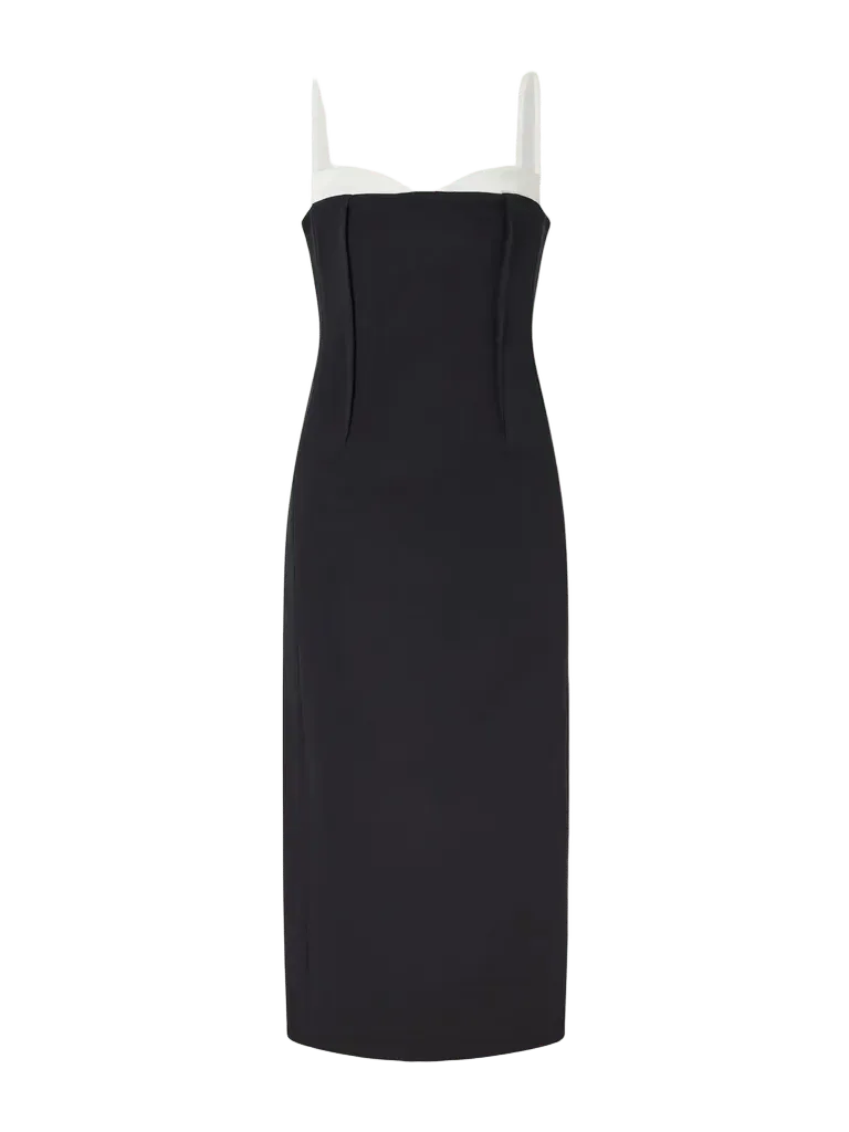 Kristen pleated crepe midi dress