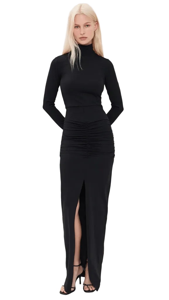 Mock Neck Slit Front Dress
