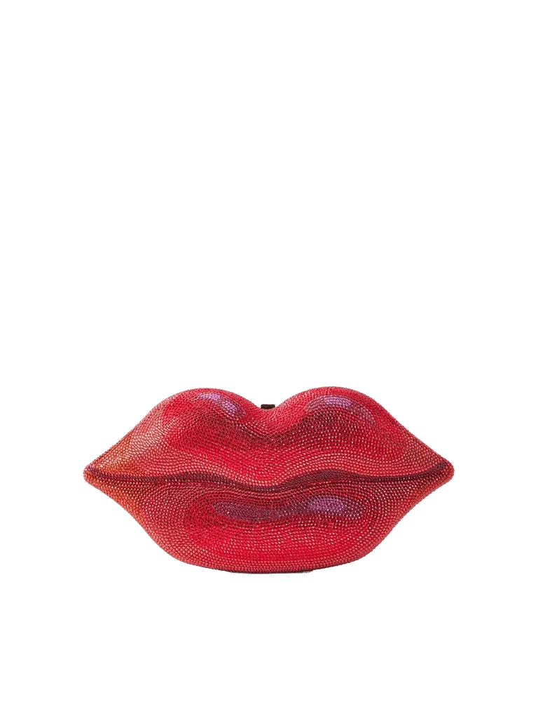 Hot Lips crystal-embellished silver-tone clutch - red - One Size