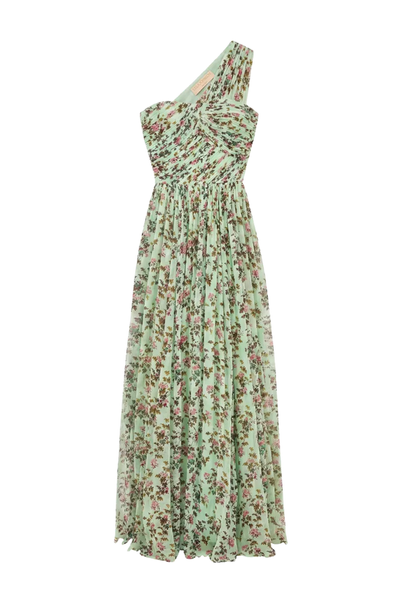Aureline Silk One Shoulder Gown - Opaline