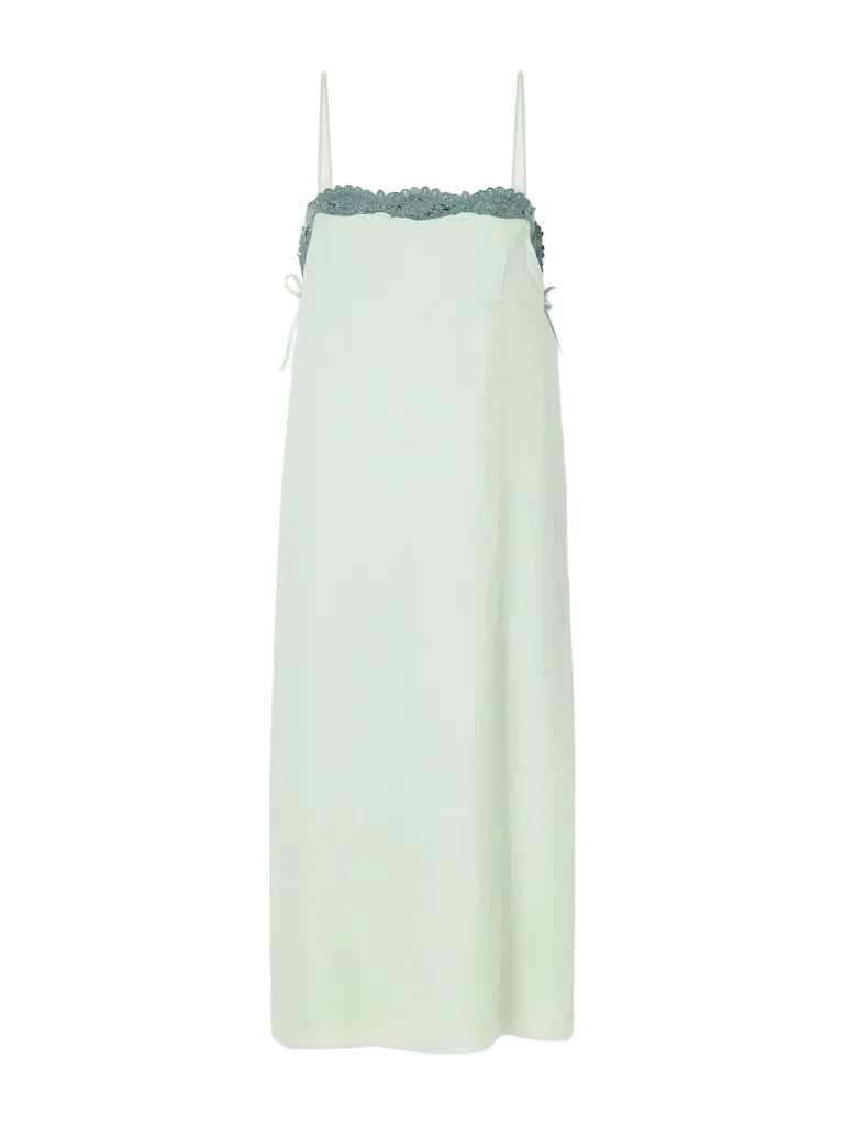 Darya lace-trimmed linen and cotton-blend midi dress