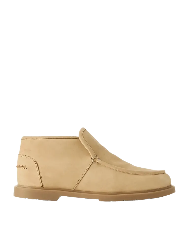 Paneled suede ankle boots