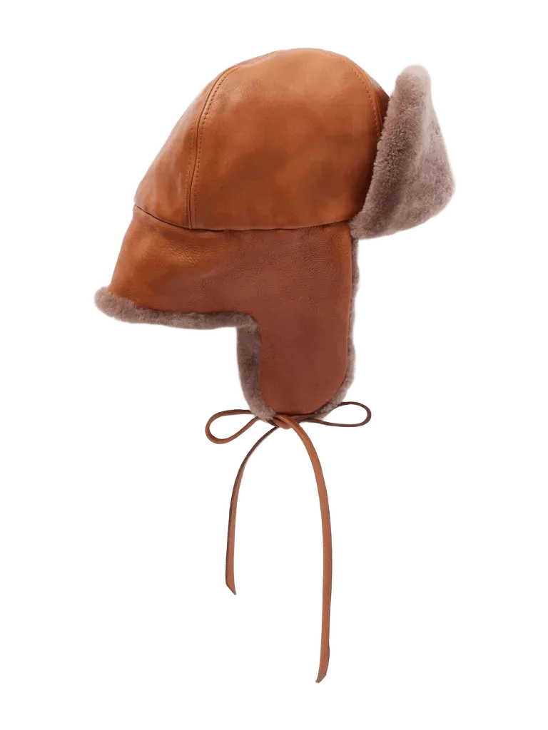 Karina leather and shearling trapper hat