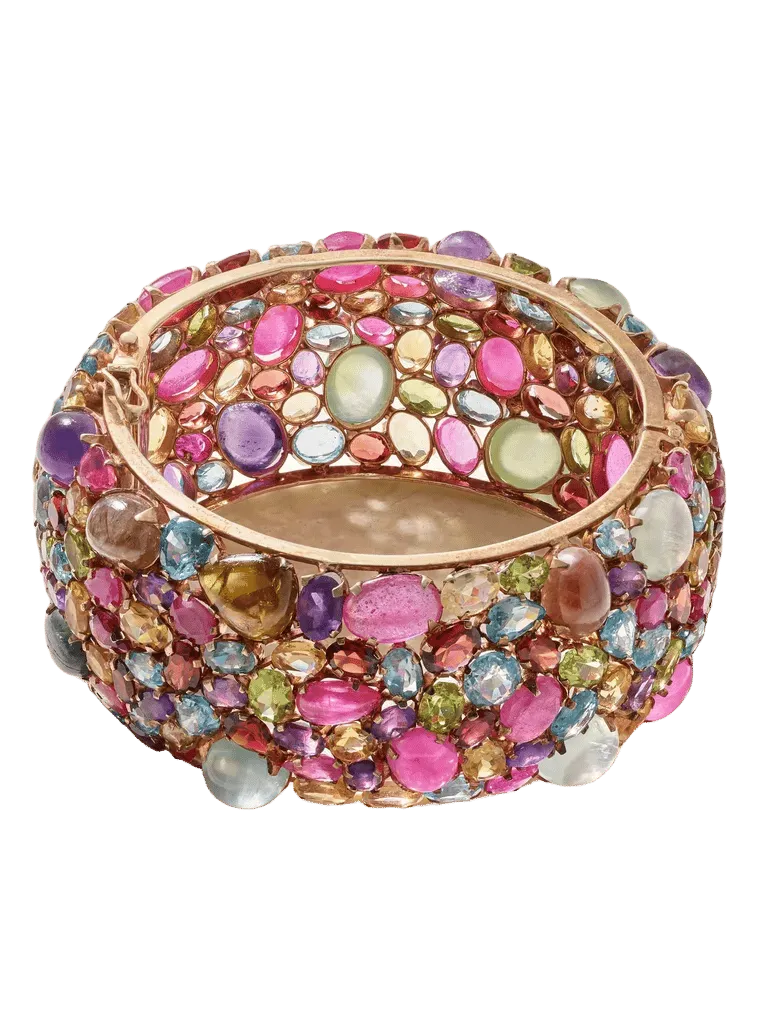 Vintage 1960s 14-karat rose gold multi-stone beaded bracelet - multi - One Size