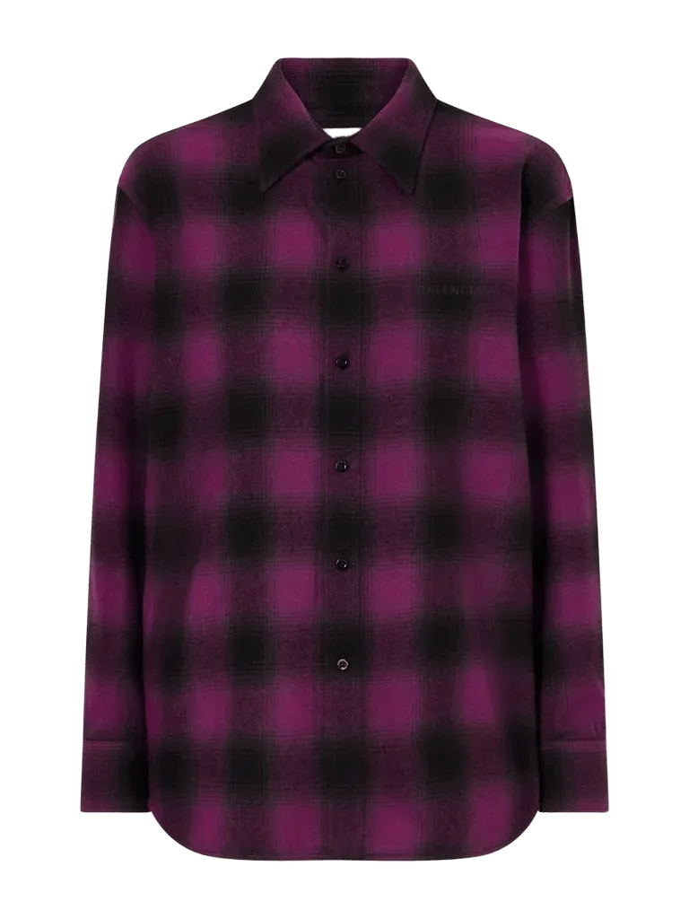 Checked wool-blend shirt