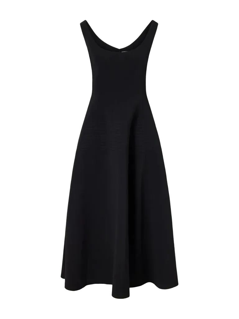 Alodia paneled crepe midi dress
