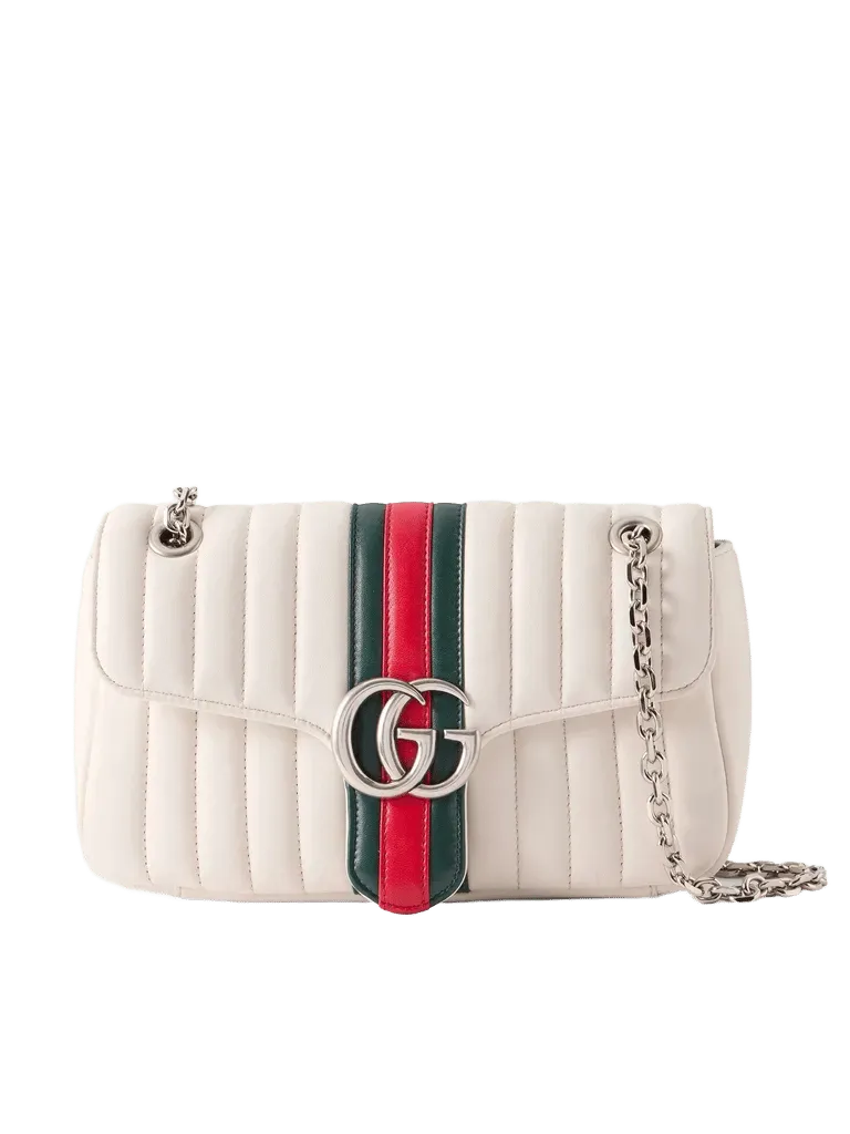 Jetset GG Marmont web-trimmed quilted leather crossbody bag - white - One Size