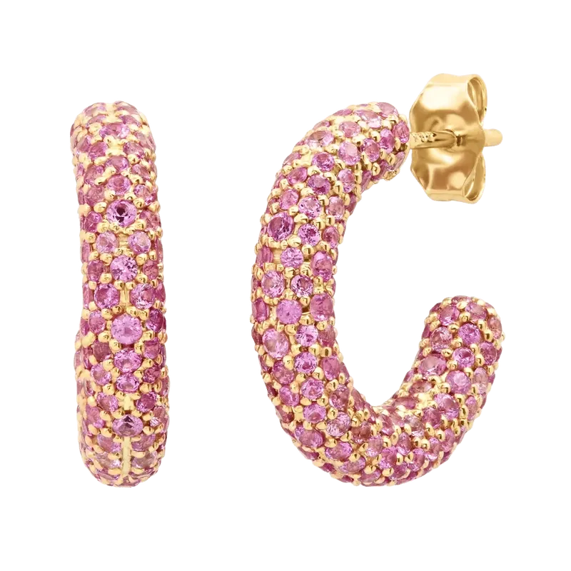Mini Pink Sapphire Party Hoops