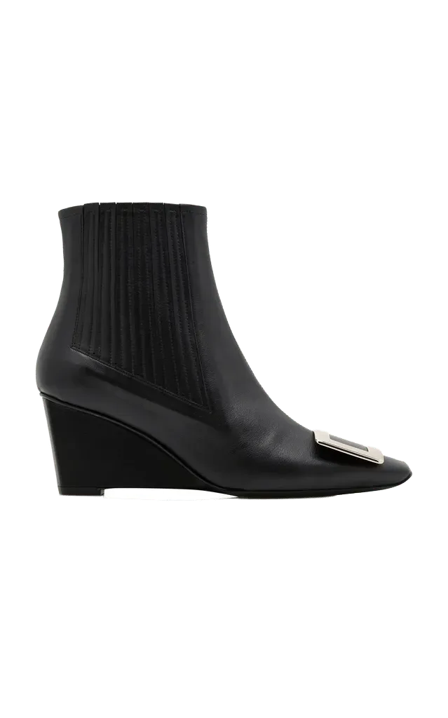 Belle Vivier Leather Wedge Boots
