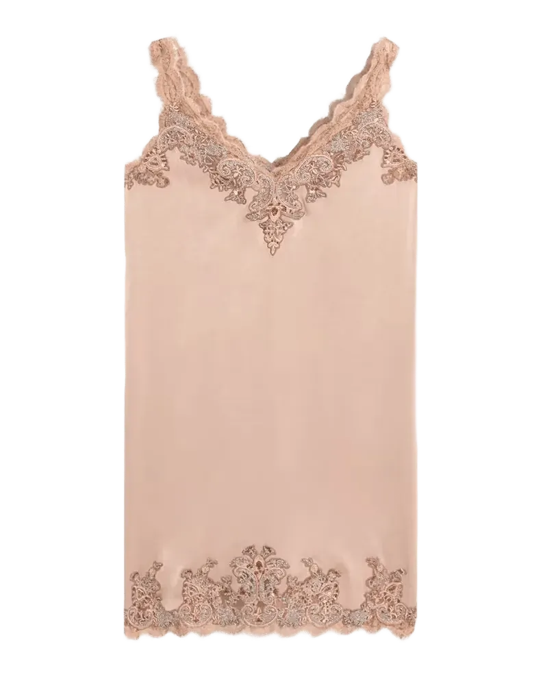 Ciara Embroidered Lace-Trimmed Mini Slip Dress