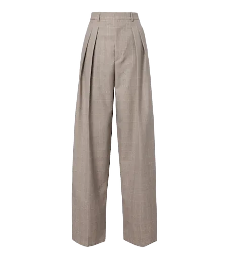 Prince of Wales check wool wide-leg pants