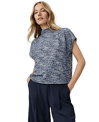 Tweed Mock Neck Top