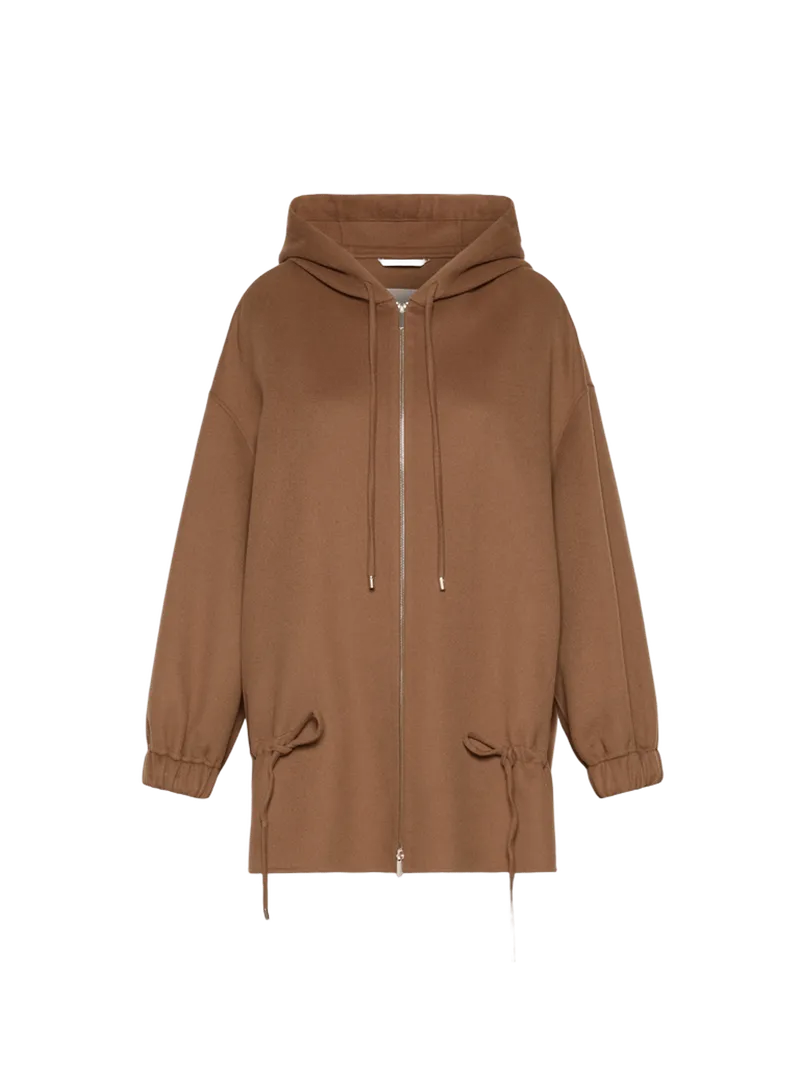 Wool coat with drawstring - HAZELNUT BROWN