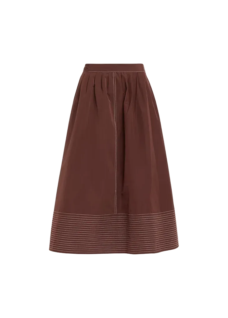 Paneled Hem Midi Skirt
