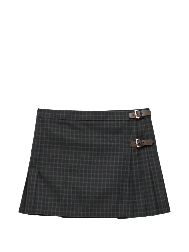 Prada Check Wool Mini Skirt