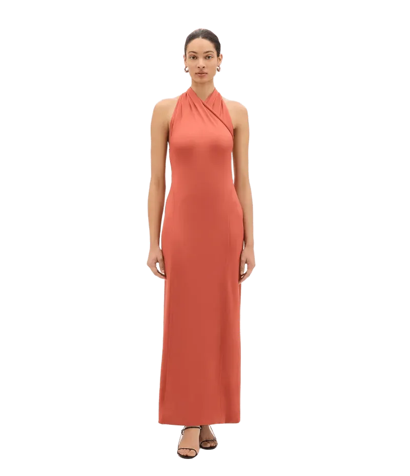 Gathered Halter Dress | Persimmon
