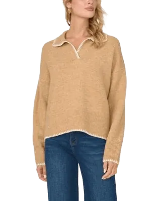 Women's Collared Long Sleeve with Contrast Tipping Sweater