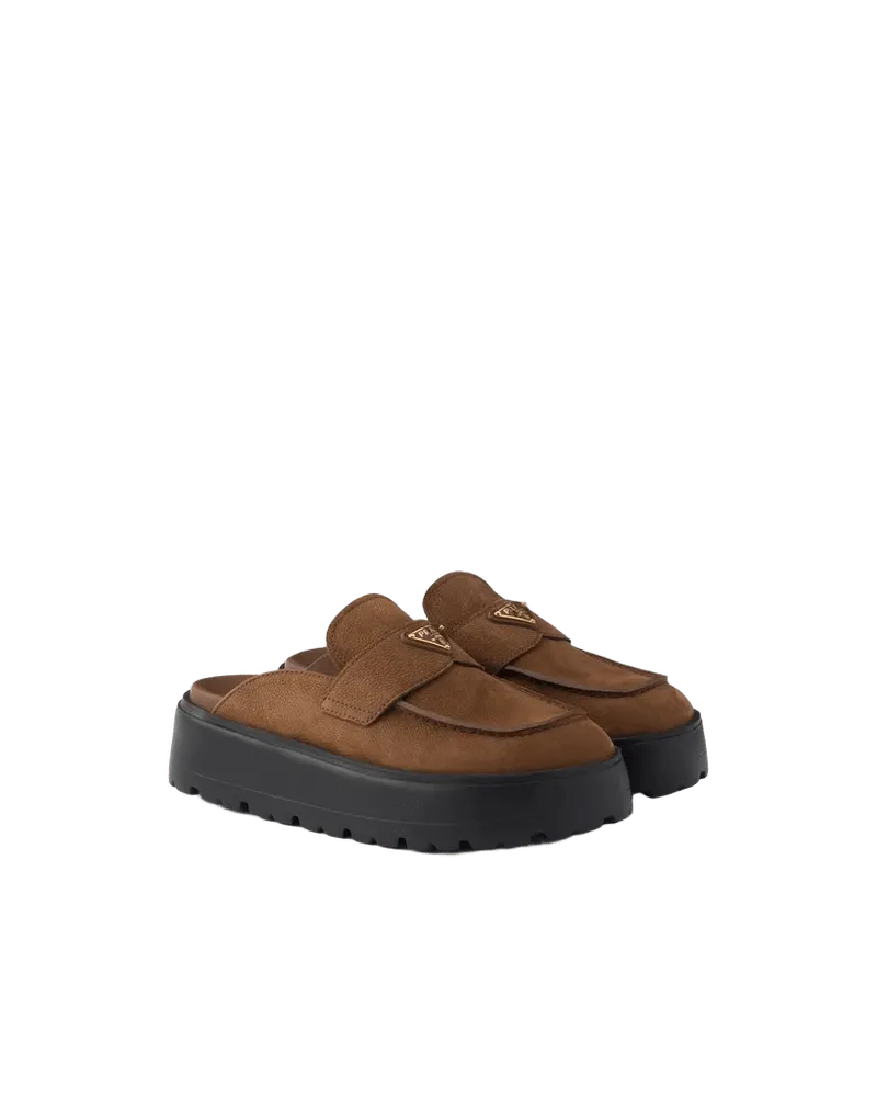 Nubuck flatform mules