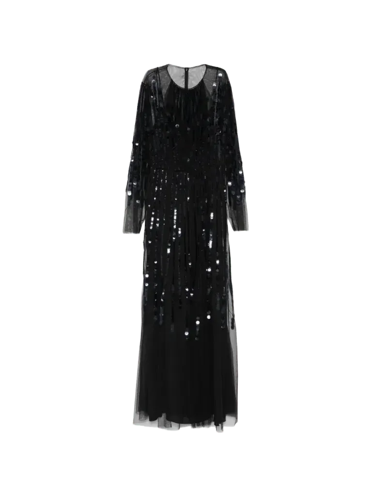 sequin-embellished tulle maxi dress
