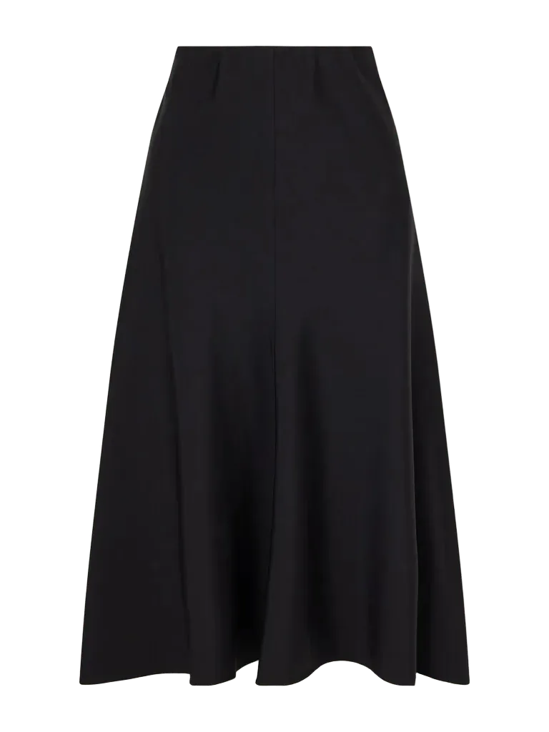 Wool-blend flannel midi skirt