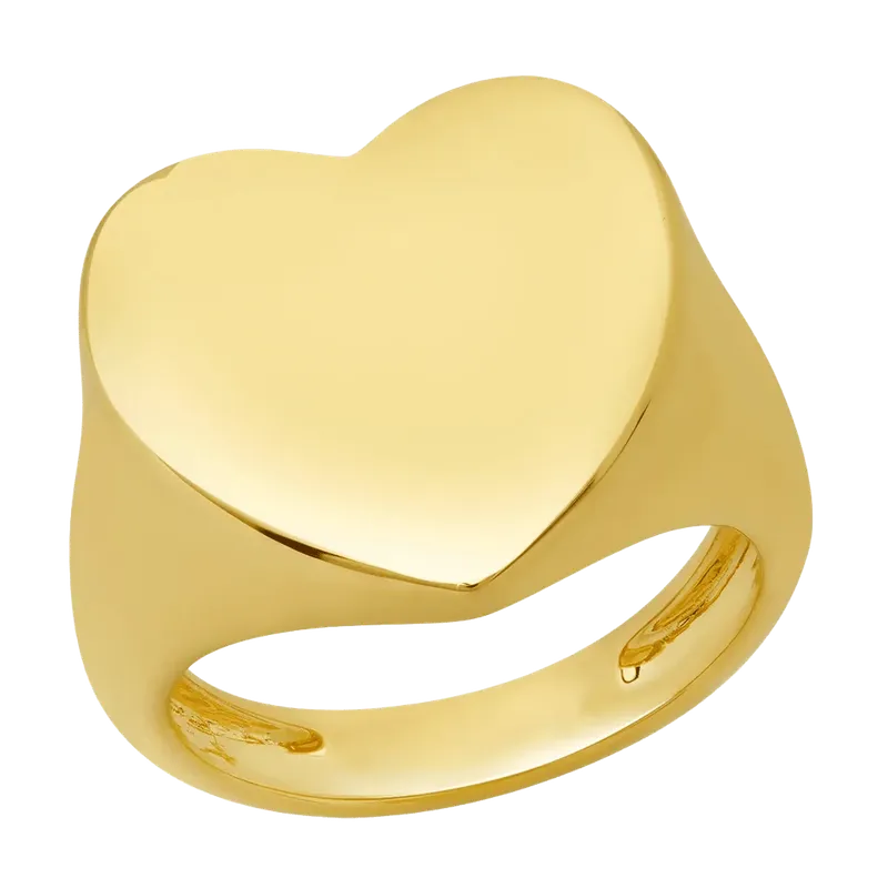 Solid Gold Heart Signet Ring