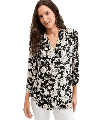 jm collection womens printed 3 4 sleeve v neck knit top macys exclusive