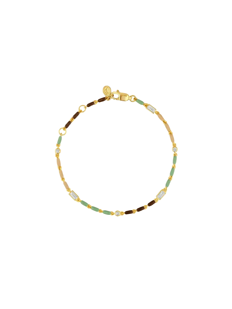 ENAMEL MOISSANITE BRACELET IN TERRE, 18K GOLD VERMEIL