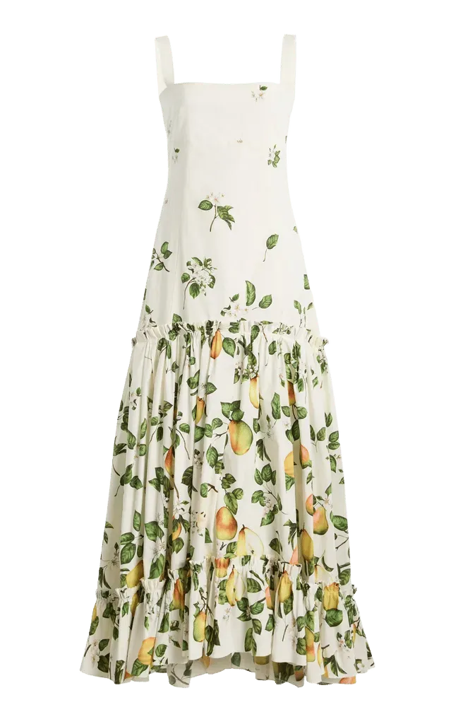 Pear Floral Degradé Poplin Maxi Dress