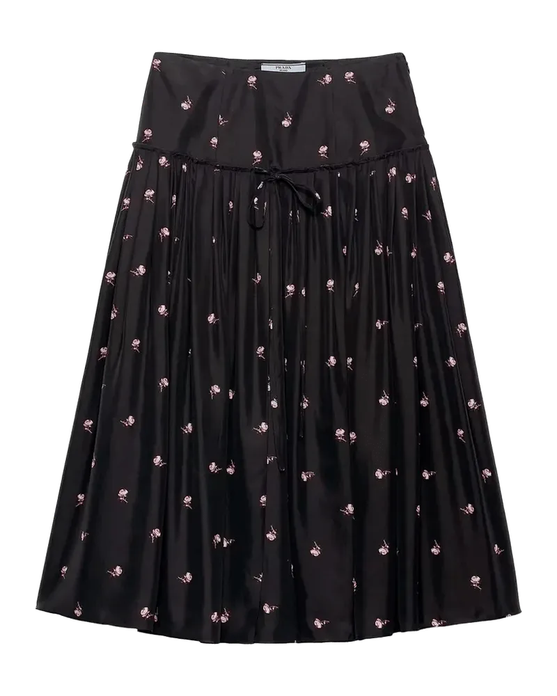 Floral Silk-Blend A-Line Midi Skirt