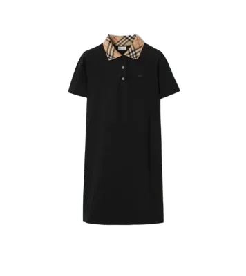 Check Collar Cotton Polo Shirt Dress