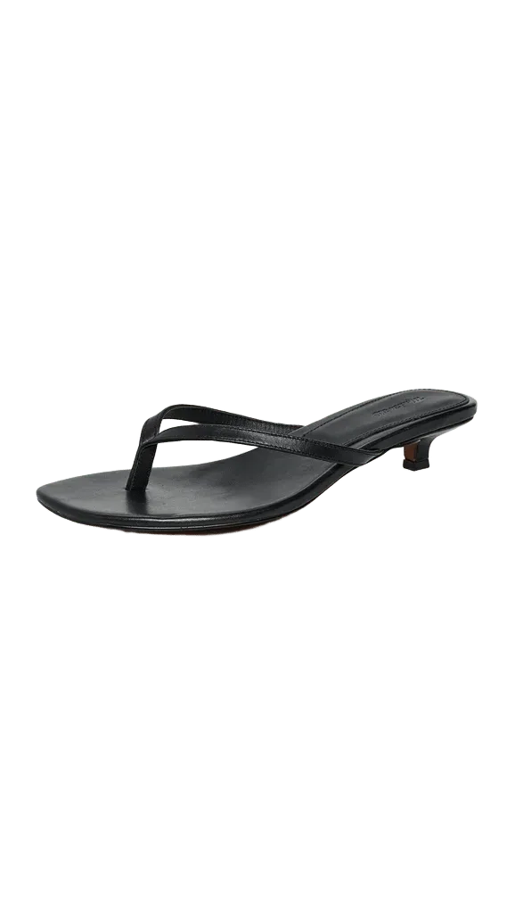 The Chiara Kitten Heel Thong Sandal in Leather