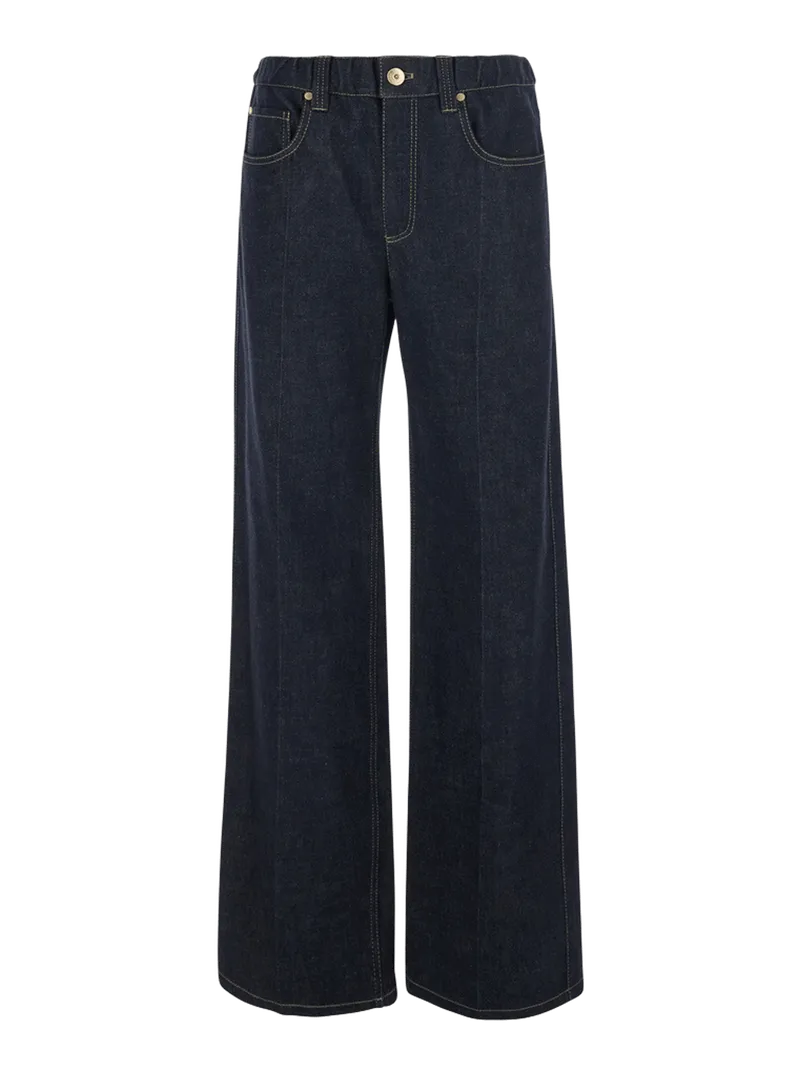 Brunello Cucinelli Wide Leg with Monile Detail Jeans — Blue