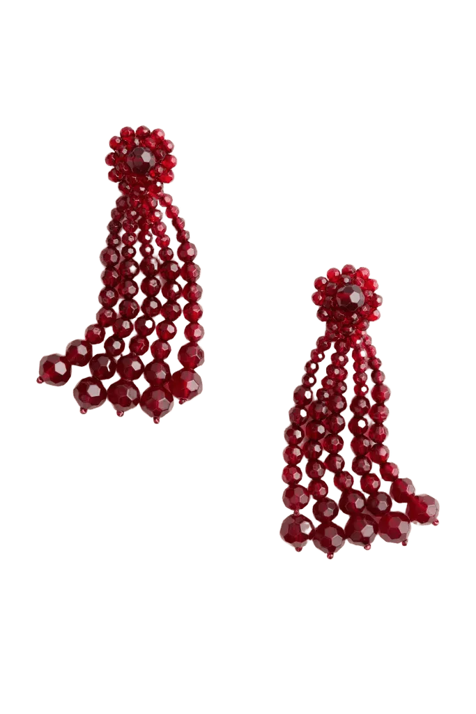 Oxblood Beaded Drop Earrings