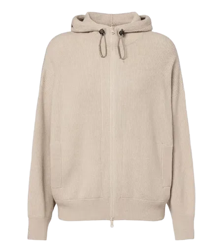 Wool, cashmere, and silk zip-up cardigan