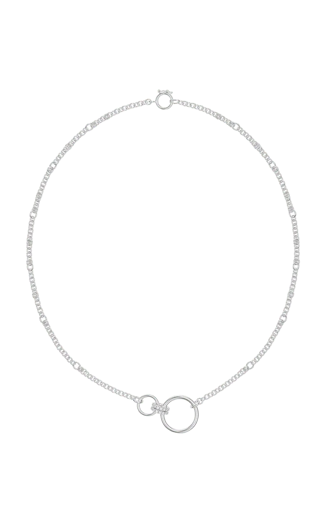 18K White Gold Cerys Silver Pave Linked Necklace 16"