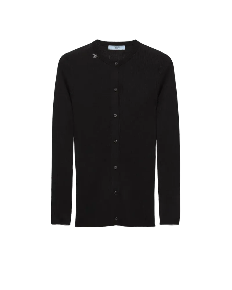 Ribbed knit wool cardigan