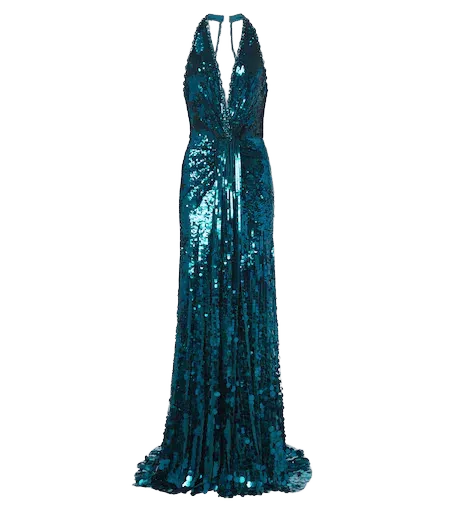 Lisette sequined halterneck gown