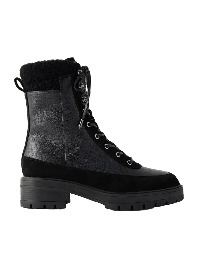 Very Cortina shearling and suede-trimmed leather ankle boots